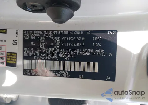 2021 Lexus Rx 350 from USA, damaged, VIN 2T2AZMAA8MC197113